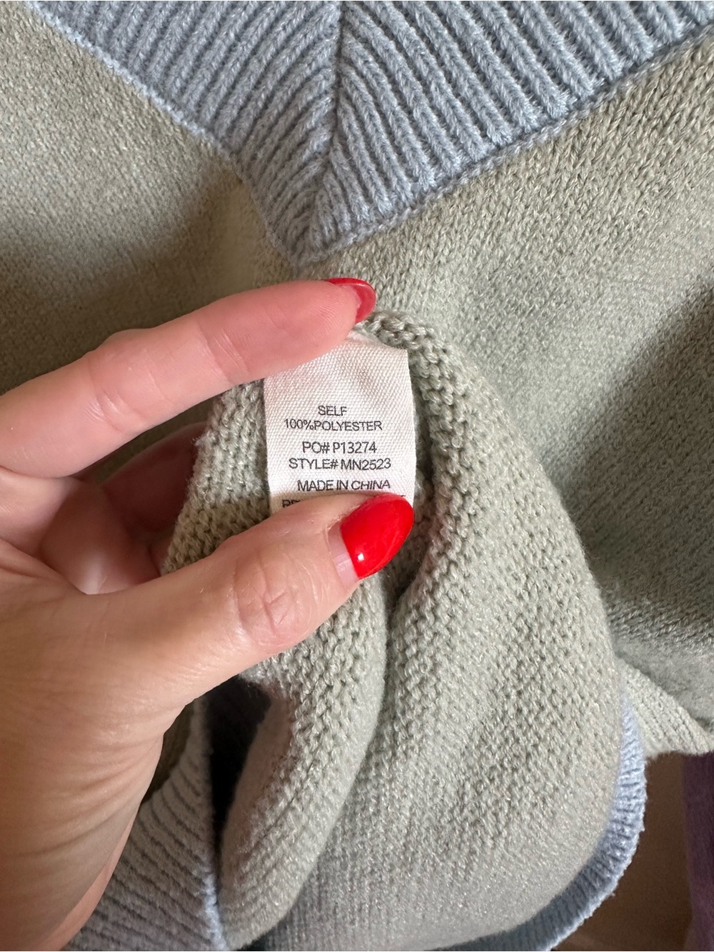 Baltic Born Pastel Colorblock V-Neck Sweater - Sage, Lilac & Sky Blue - Picture 3 of 7